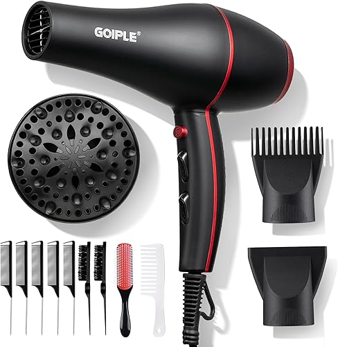 Kit de secador de pelo iónico de temperatura constante, ligero, de bajo ruido, 1800 W, para mujeres y hombres
