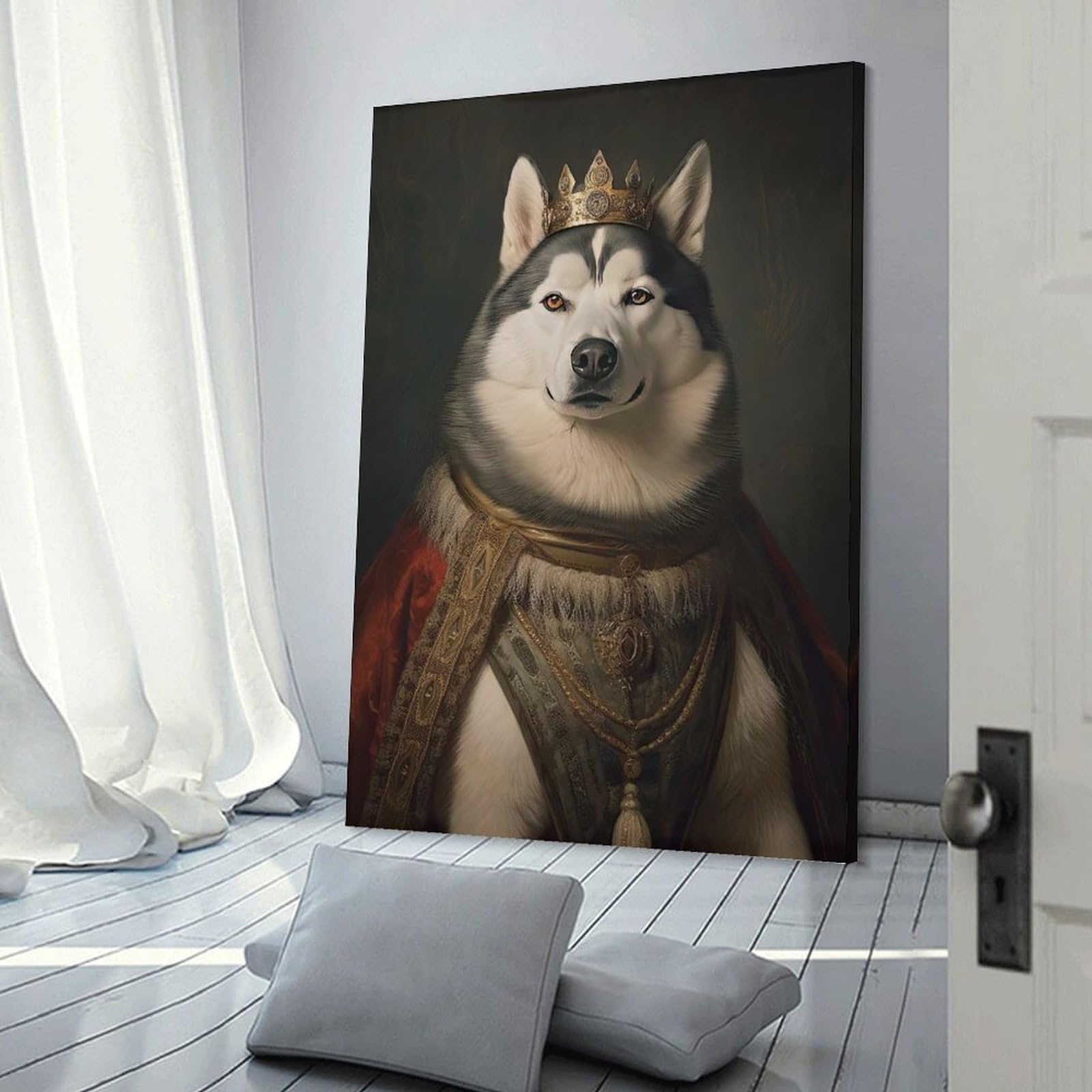Junmoney Frame-Style-43 Husky The King Home Decor Wall Art 20X30inch(50X75cm), For Gallery Wall Layouts In Home Or Office, A Versatile Canvas Print For Layering