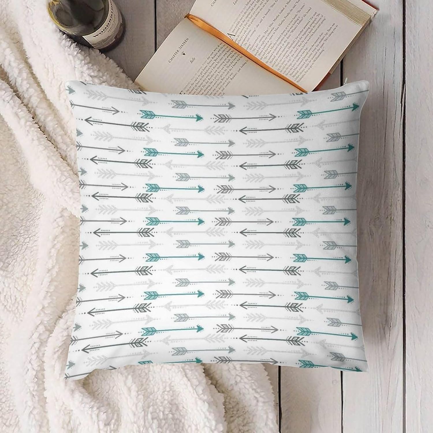 Retro Arrow Grey Teal Super Soft, Smooth and Comfortable Pillow Cover, Four Pillowcases 26 "x26