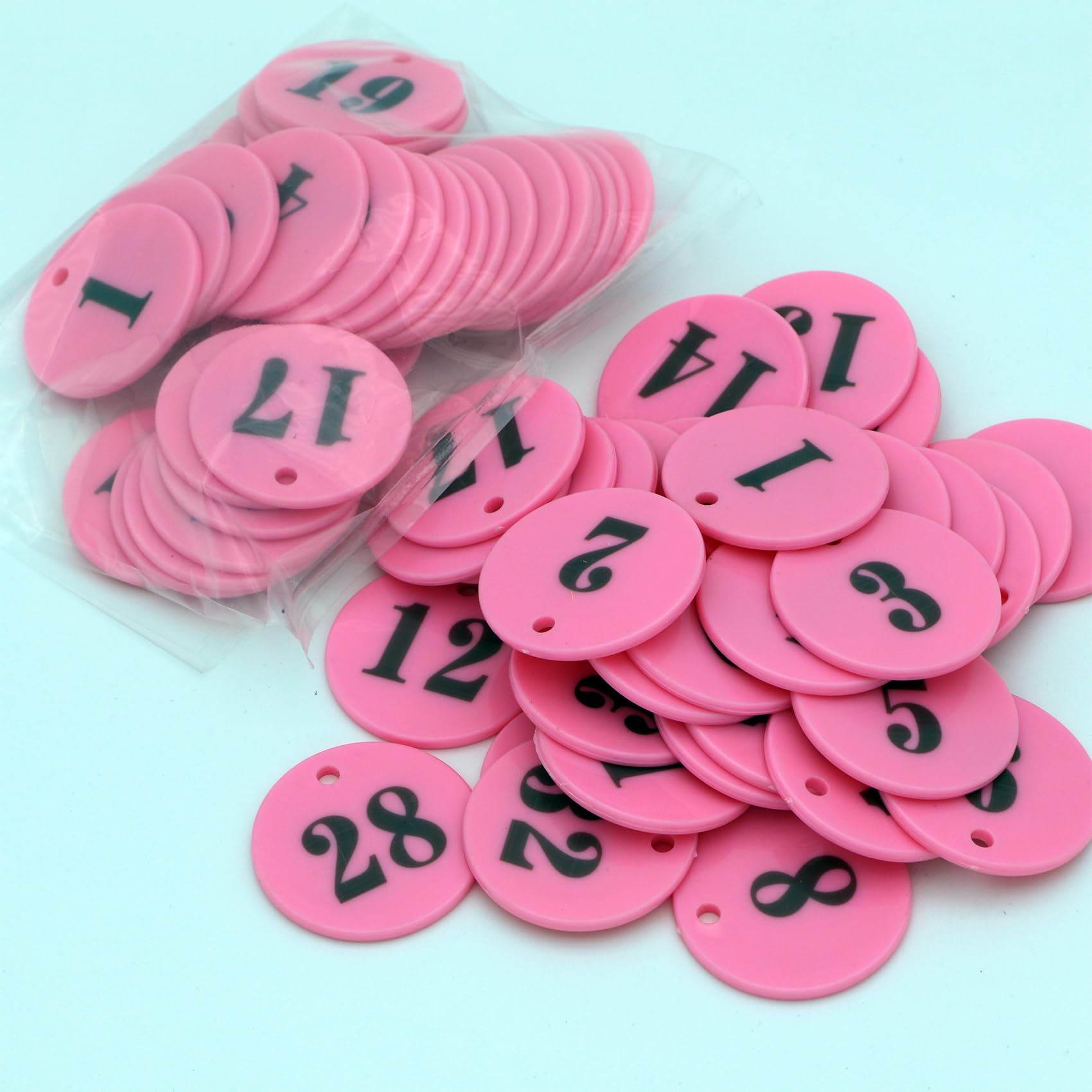 HAKITAROOM 1.4inch Ultraviolet Plastic Laser Round Number Tags ID Keychains for Dormitory Keys Markers for Lockers Pub Supermarket Hotel House Luggage