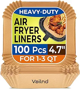 Small Air Fryer Liners Disposable, 2 QT Parchment Paper for COSORI 2.1 Qt Air Fryer, 100PCS 4.7 Inch Square Baking Paper Sheets for Mini Airfryer Basket
