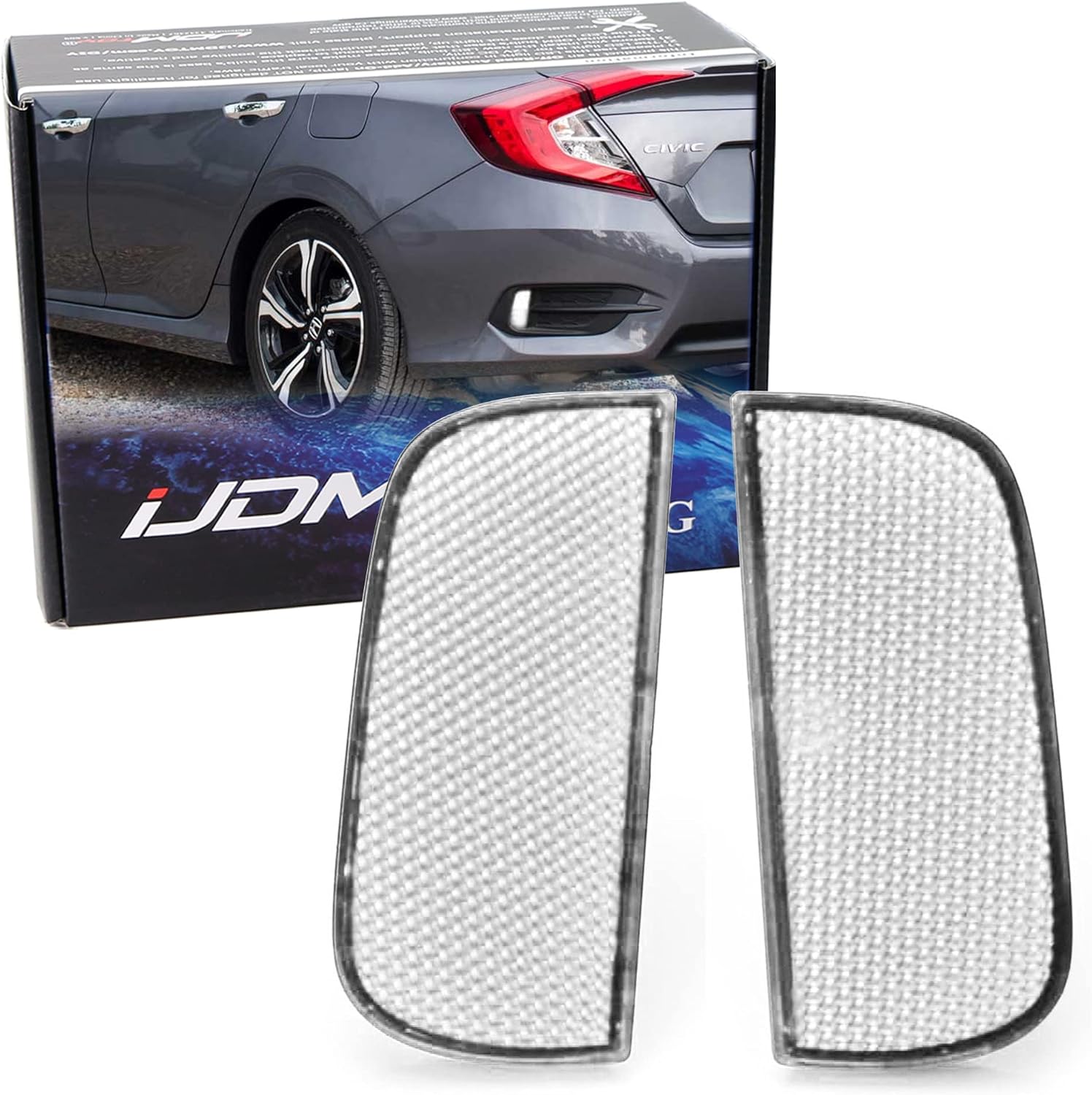 iJDMTOY Smoked Lens Rear Bumper Reflector Lenses Compatible With 2016-21 Honda Civic Sedan/Coupe 10th Gen, OE-Spec LH RH Assembly
