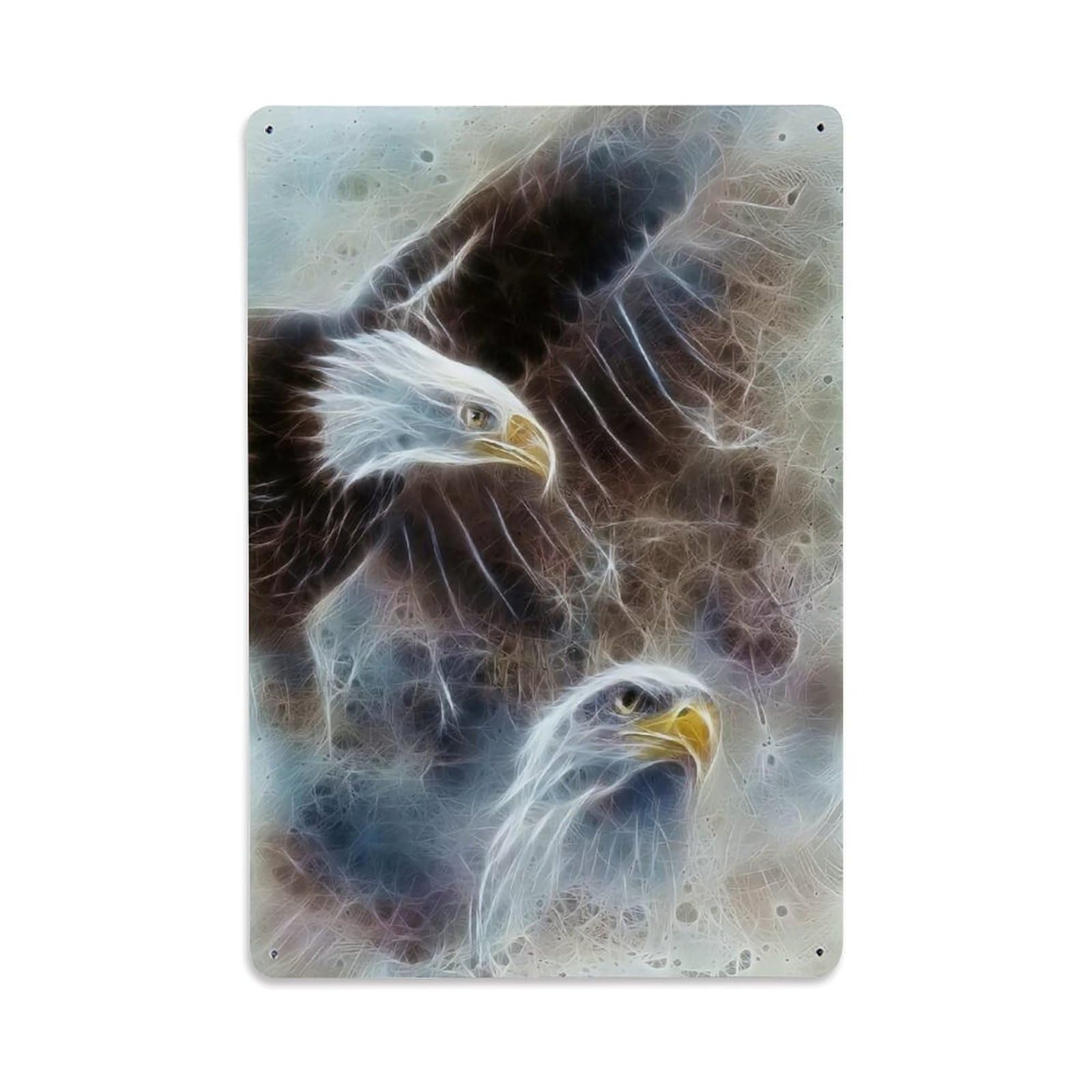 Habitat Wildlife Bald Eagle Aboriginal Power Totem Natural Metal Tin Sign Plaque Wall Decor for Cafe, Man Cave, Club Bar, Office, Home Garden Round Metal Poster 8x12Inch