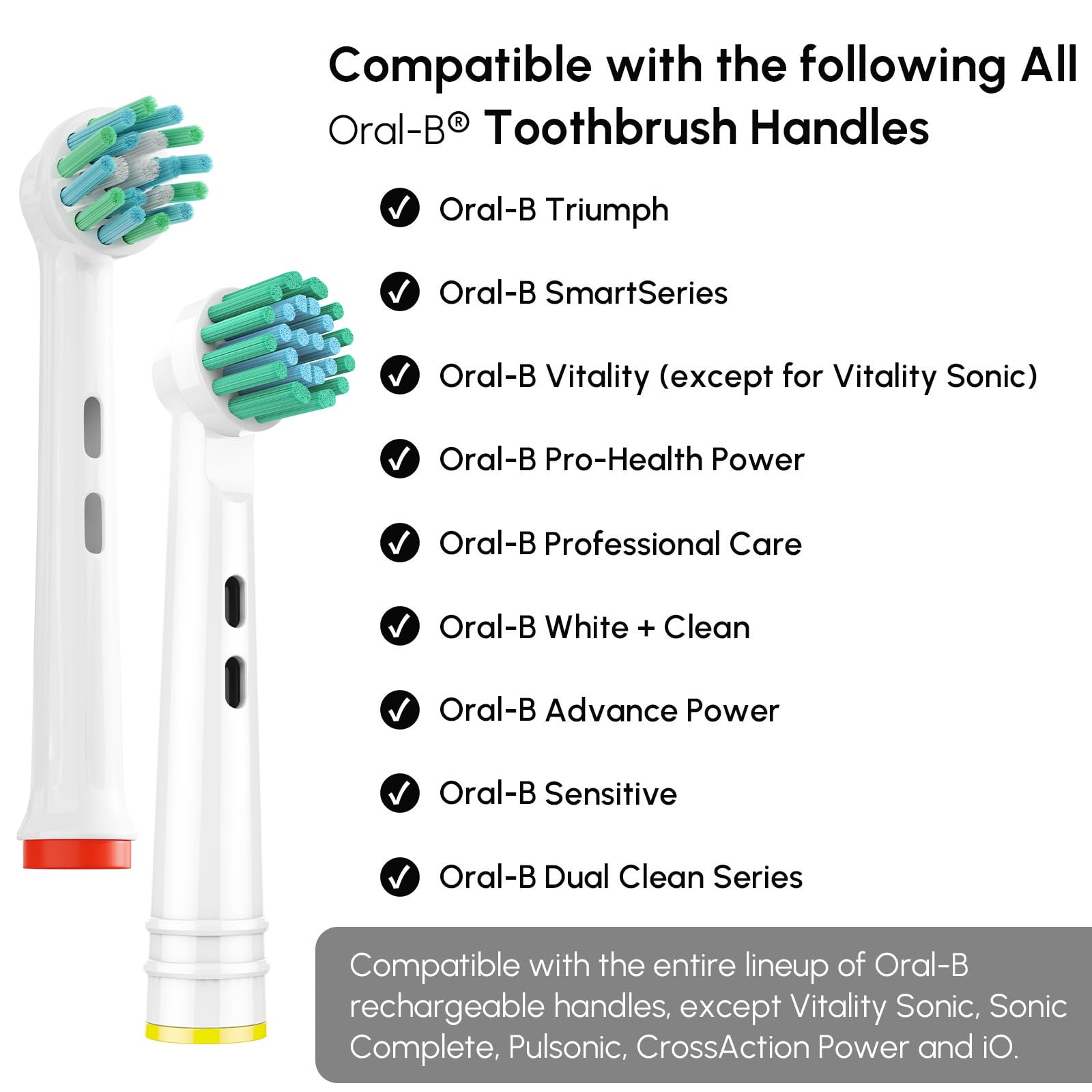 Juego de 8 Cabezales de Cepillo de Dientes de Repuesto GENKENT Compatible con Oral B Braun Pro 1000/500/1500/3000/5000/6000 Cross Action Head