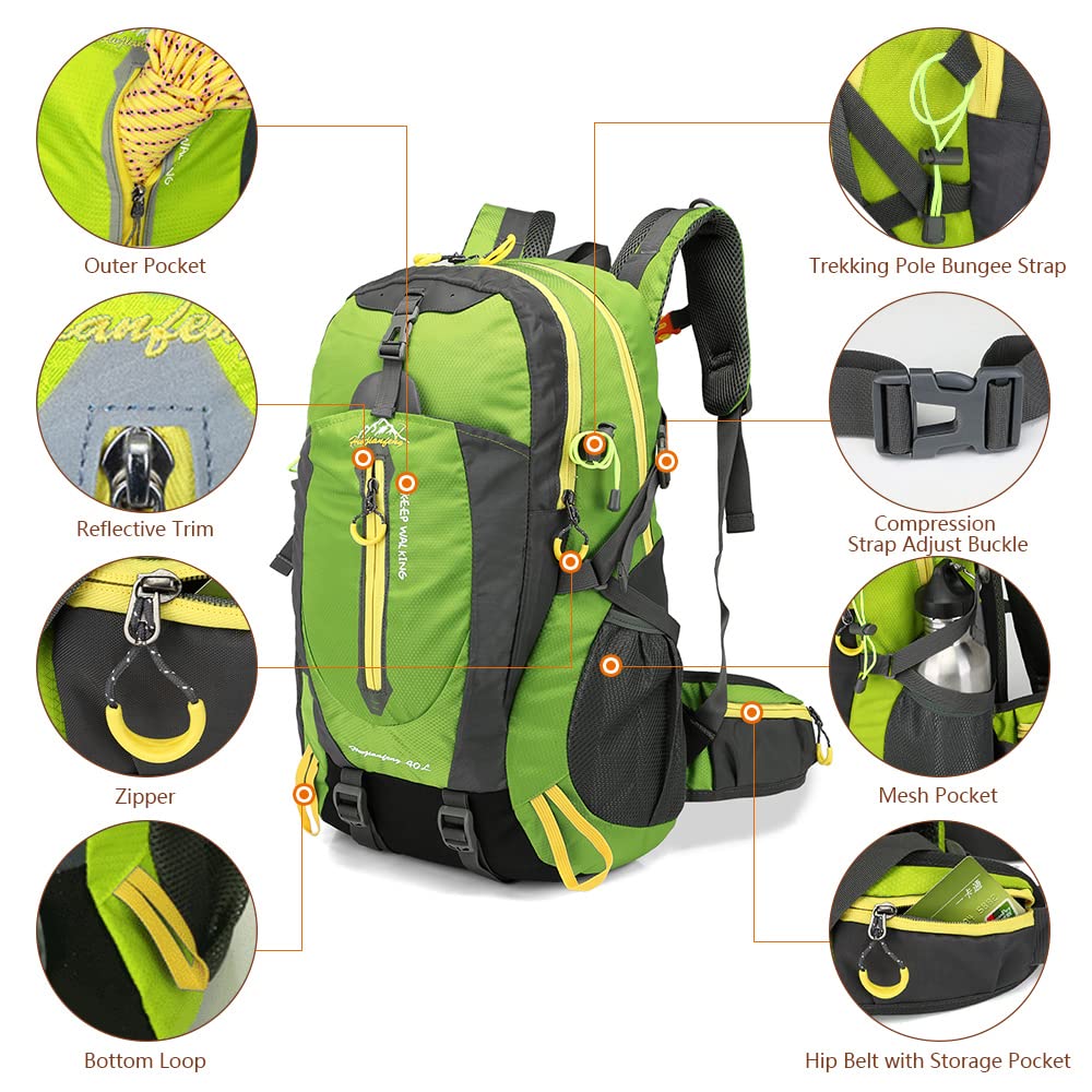 Zaino Militare,40L Water Resistant Travel Zaino Campeggio Escursione Laptop Daypack Trekking Climb Borse Posteriori per Gli Uomini Donne