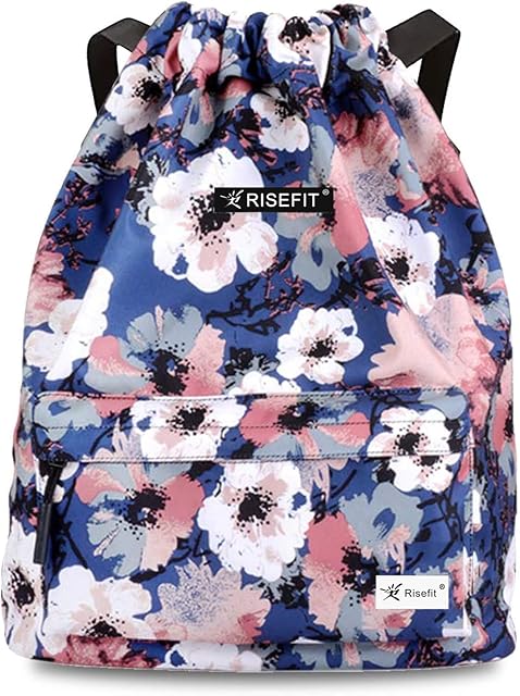 Risefit Waterproof Drawstring Bags, Printed Gym Bags Sports Backpacks for School PE Yoga for Men Women Girls Students