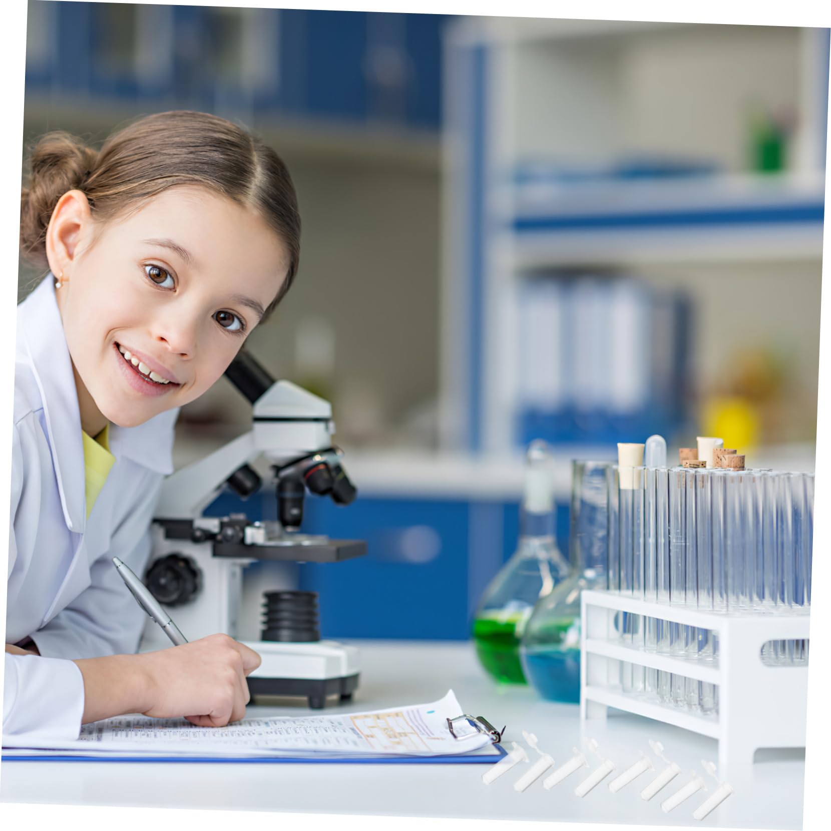 Tubos de Centrífuga de Ciencia 500 Piezas Tubo de Ensayo de Centrífuga de Plástico con Tapa Tubos de Ensayo de Laboratorio Cortos para Almacenamiento de Muestras