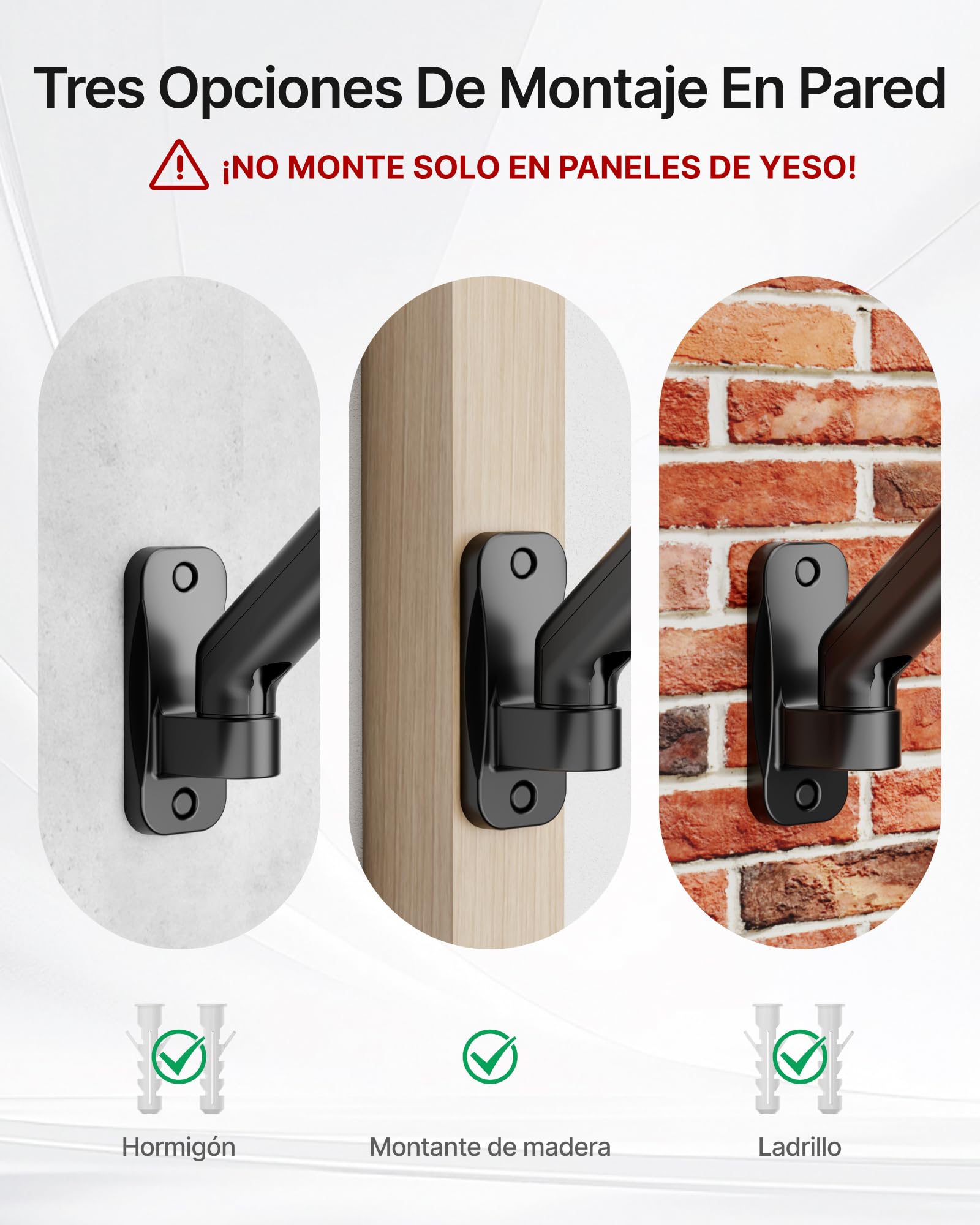 monTEK Soporte Pared 2en1 Monitor 17-32" Portátil 12-18", VESA 75/100 | hasta 9kg，Bandeja portátil ajustable ergonómica, montaje mural sencillo, disipación calor, ideal para oficina y hogar