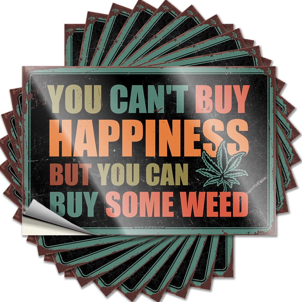 Fzfn Colour Personalized Hat Tattoo - You Can't Buy Happiness But You Can Buy Some Weed Personalized Durable Sticker Easy Apply For Student Decor(8X12cm)