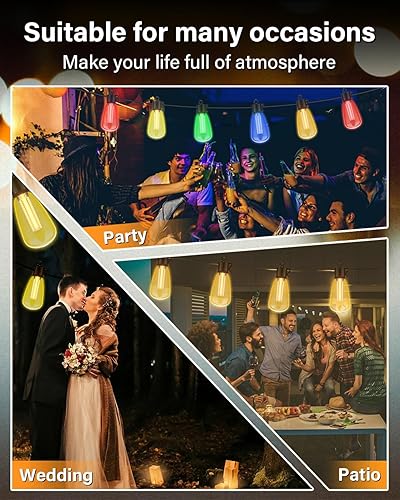 Miniatura 5 de Avatar Controls Tira de luces para exteriores de 98 pies con control remoto, multicolor y blanco cálido, 8 modos de luz, temporizador, luces