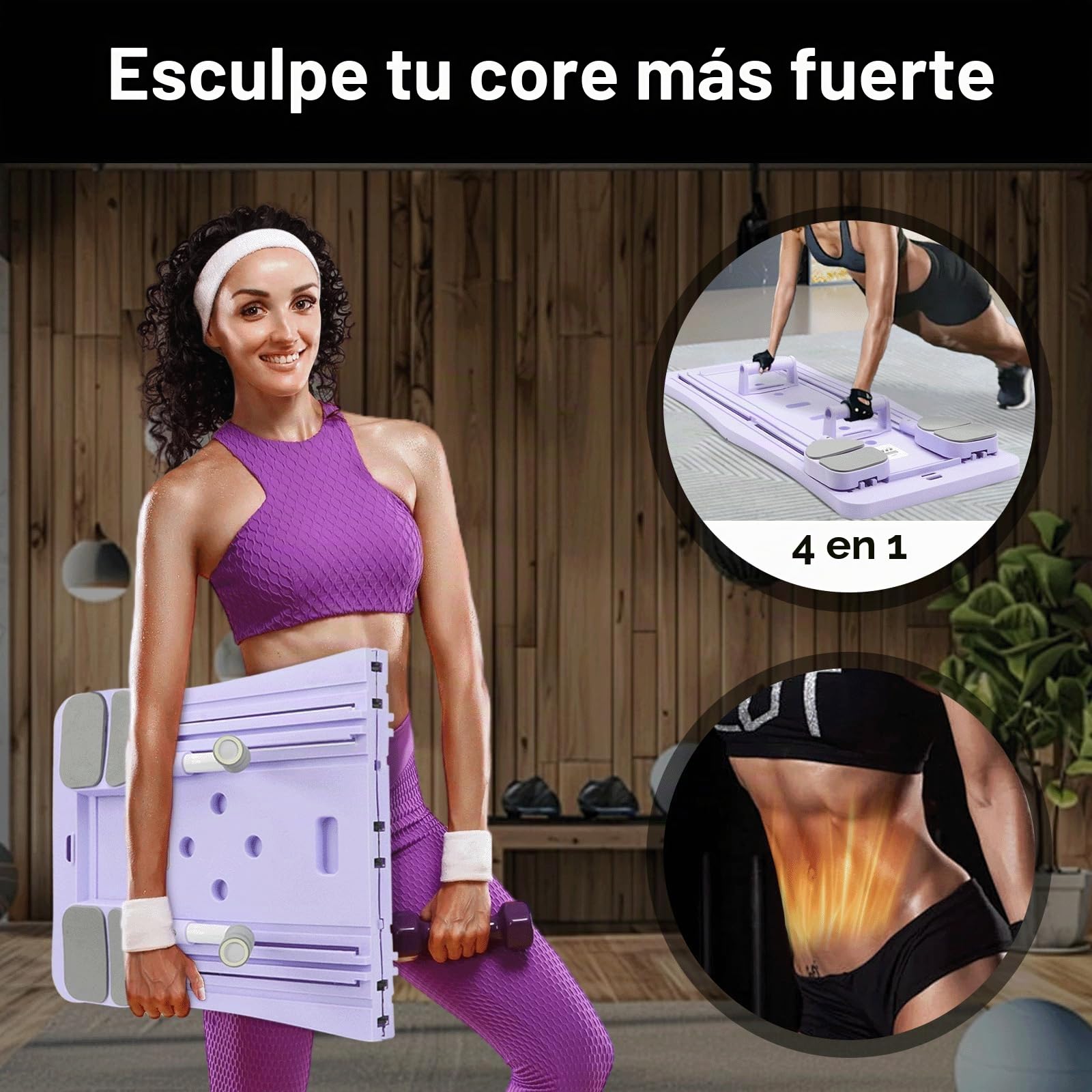 Qivine Pilates Reformer con Rodilleras, Multifuncional Tabla de Pilates en Casa Reformer con Autorrebote, Plegable Pilate Board con Base Deslizante para Ejercicios