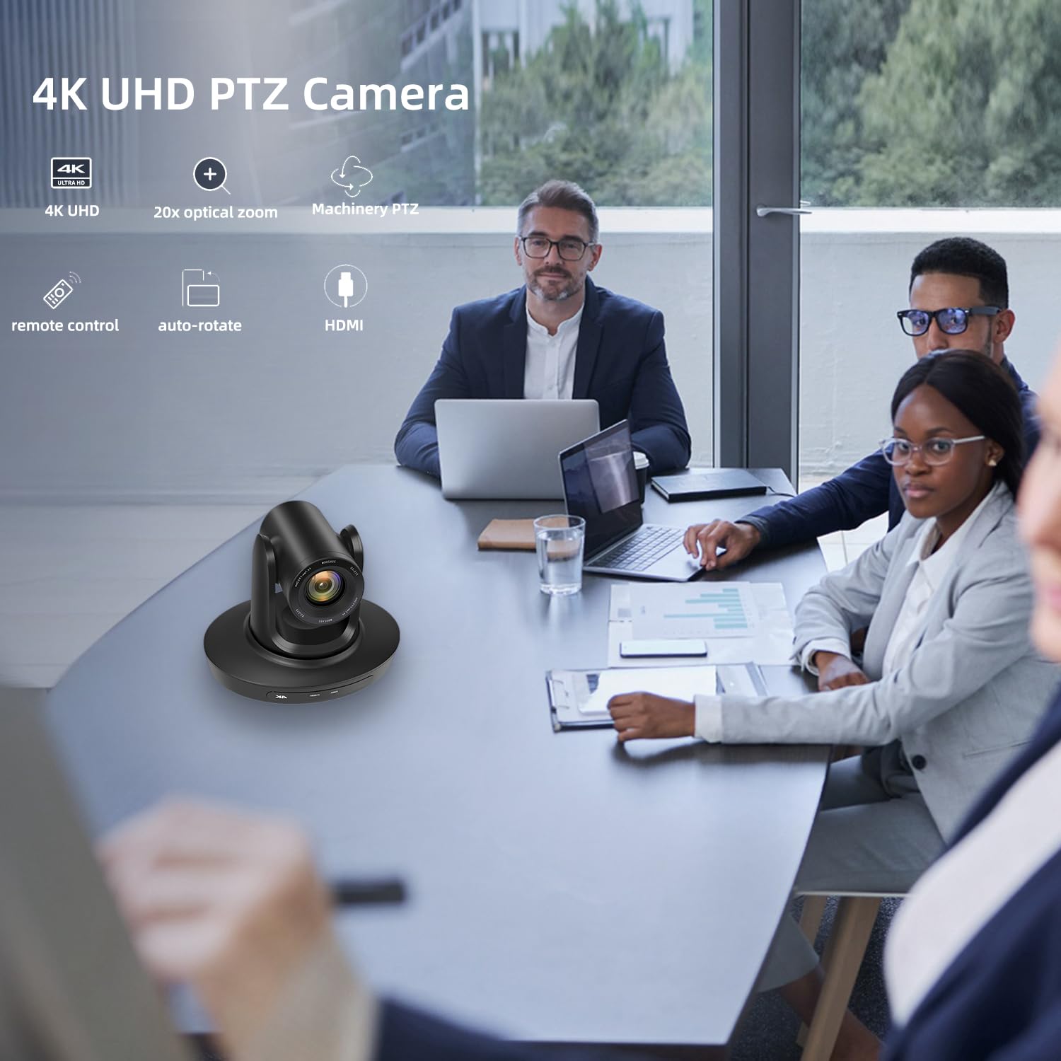 SZXLCOM Câmera PTZ 4K com zoom óptico de 20x, câmera de sala de