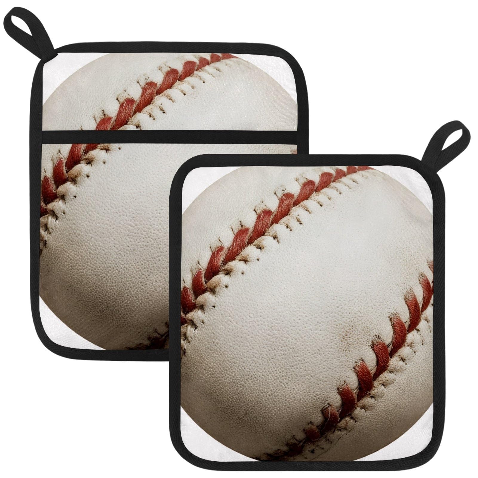 VAPOKF Tennis Pot Holders with Pocket for Kitchen Heat Resistant Potholders Large Polyester-Cotton Square Oven Mitts Set