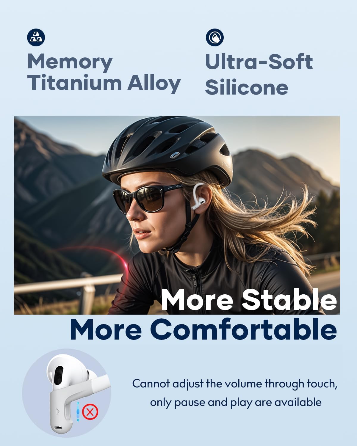 Gcioii Memory Titanium Alloy Ear Hooks for AirPods Pro 3, AirPods Pro 2, AirPods Pro & AirPods 3, Anti-Slip Sport Accessories [Added Anti-Lost Lanyard] Comfortable Secure Fit, White - Image 4