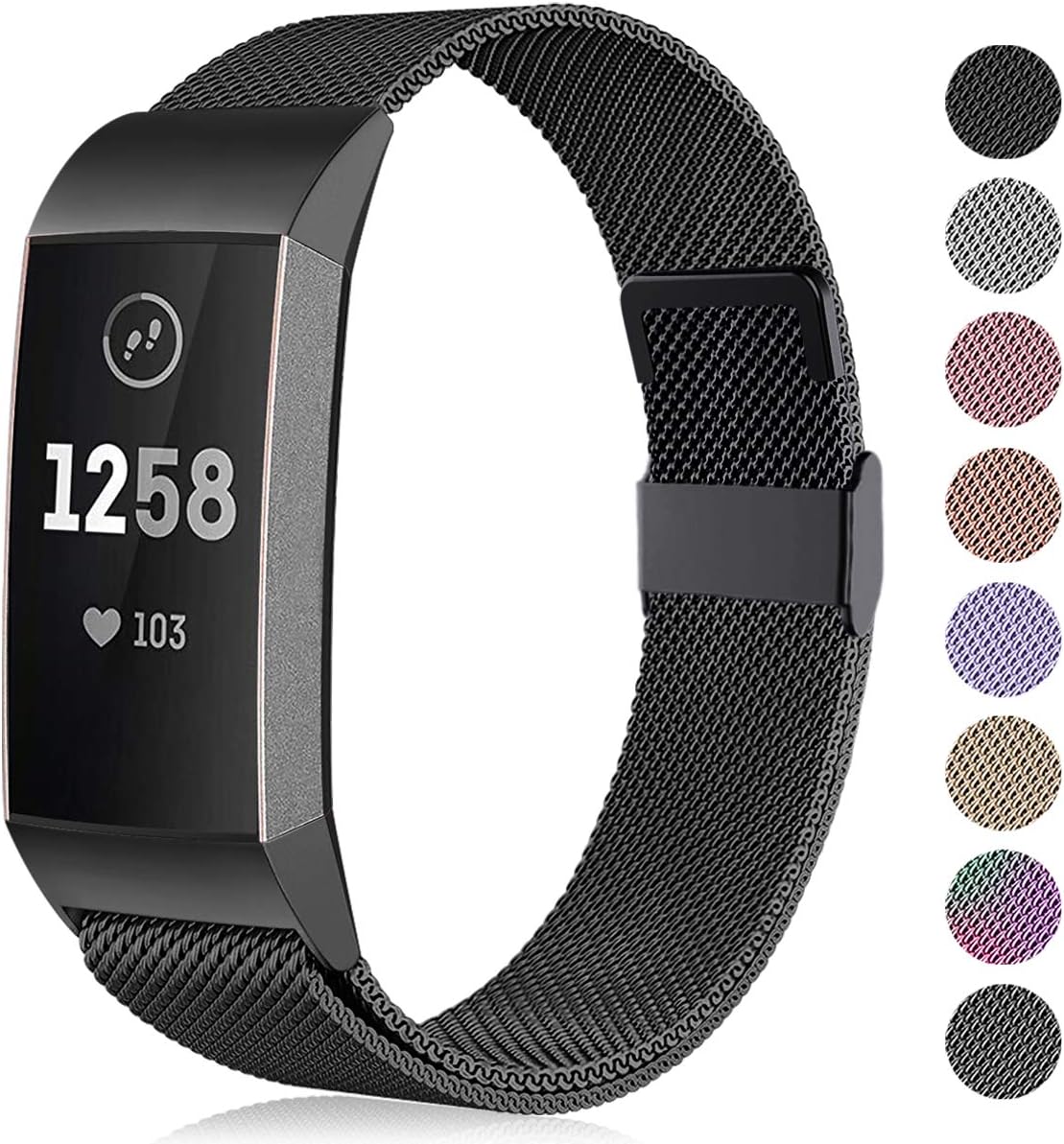 Funbiz Compatible with Fitbit Charge 3 Strap - Fitbit Charge 4 Strap, Metal Replacement Band Wristbands Compatible with Fitbit Charge 3 - Charge 4 - Charge 3 SE, Men Women Small Large