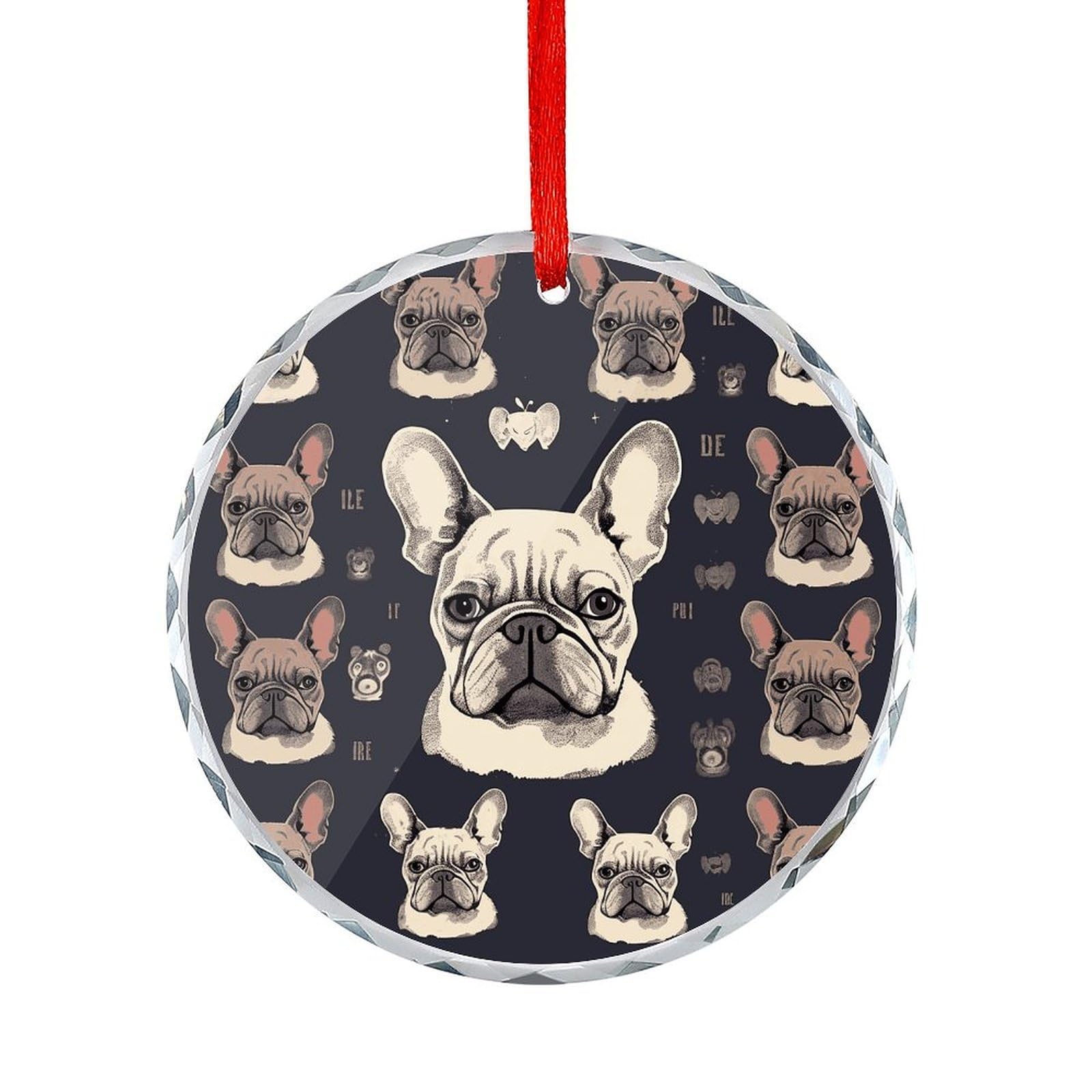Btcowzrv Style I Love French Bulldog Round Ornament Hanging Pendant Decor
