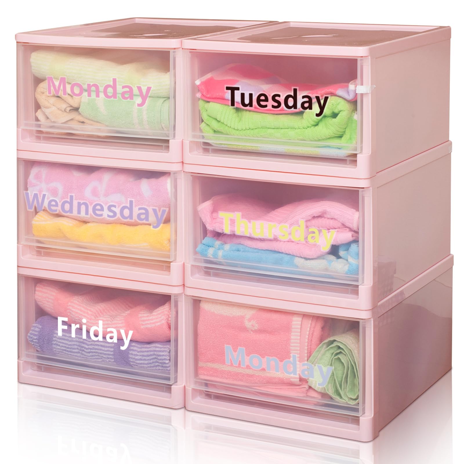 Trandraft 30 Pcs Back to School Days of The Week Stickers for Drawers, Color Large Day Labels for Clothes Organizer Big Monday Through Friday Weekday Plastic Bin Planner Whiteboard Decals Classroom