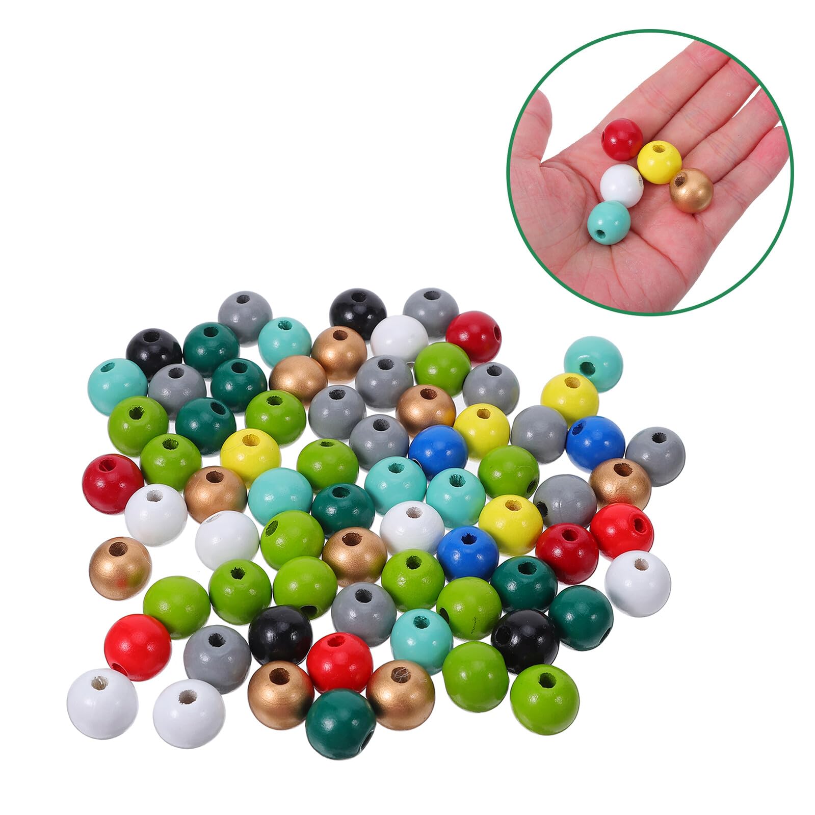 Cuentas de Madera Artesanales de 16 Mm Multicolor Orificio, 240 Piezas para Fabricación de Pulseras y Collares, Cuentas Redondas Naturales para Manualidades y Color