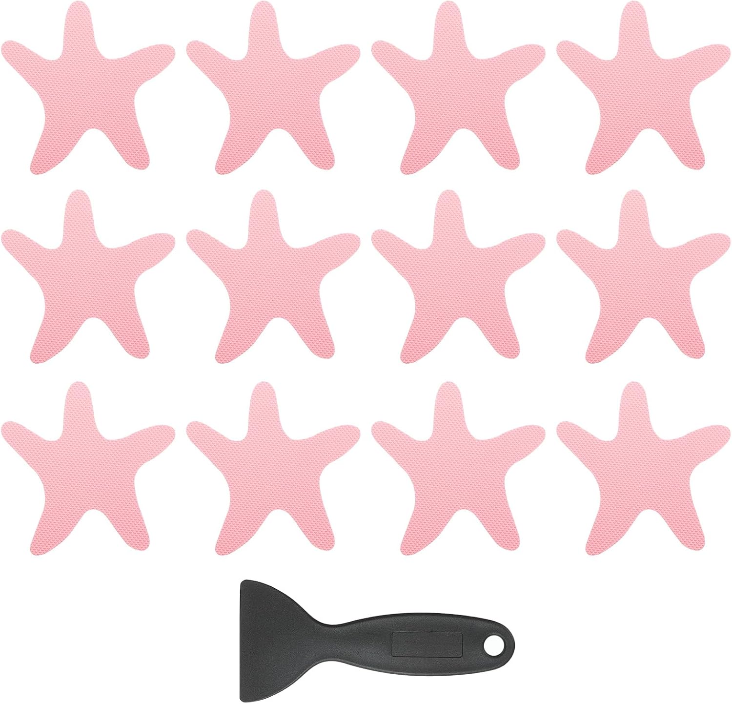 PATIKIL 12 Pcs Non Slip Bathtub Stickers, Anti Slip Shower Stickers with Scraper Bathroom Shower Floor Decals Star Shape Cute Treads Tubs, Pink