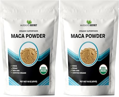 Vista 9 de Mayan's Secret - Polvo de raíz de maca de 16 onzas, orgánico certificado por USDA Parve sin OMG Superalimentos veganos para desayuno, batidos