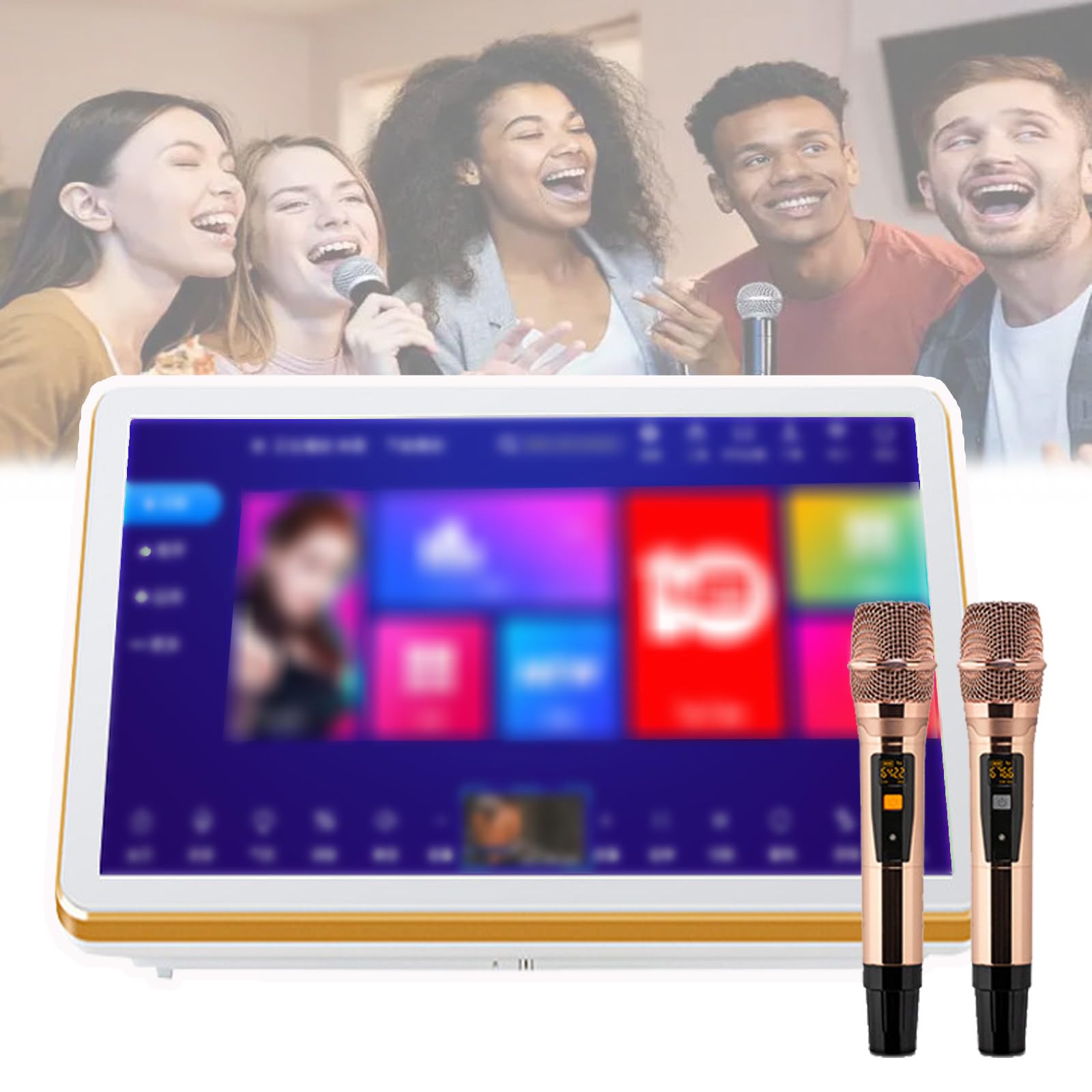 Przenośny Zestaw Karaoke,Ekran 18,5 Cala,Waga 500G/1T/2T/3T/4T/6T,Ustawienia Wielojęzyczne,Z Mikrofonem,Biblioteka Utworów W Chmurze 1100 Tys.,Odtwarzanie Online W Youtube 2T