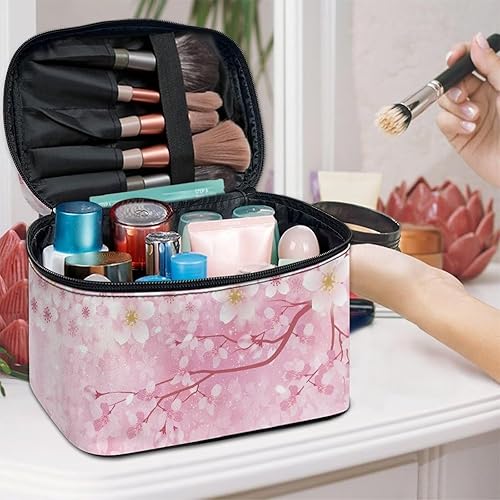 Vista 79 de doginthehole Bolsa de maquillaje, bolsa de cosméticos de viaje, bolsa de aseo portátil grande, organizador de accesorios para mujeres y niñas
