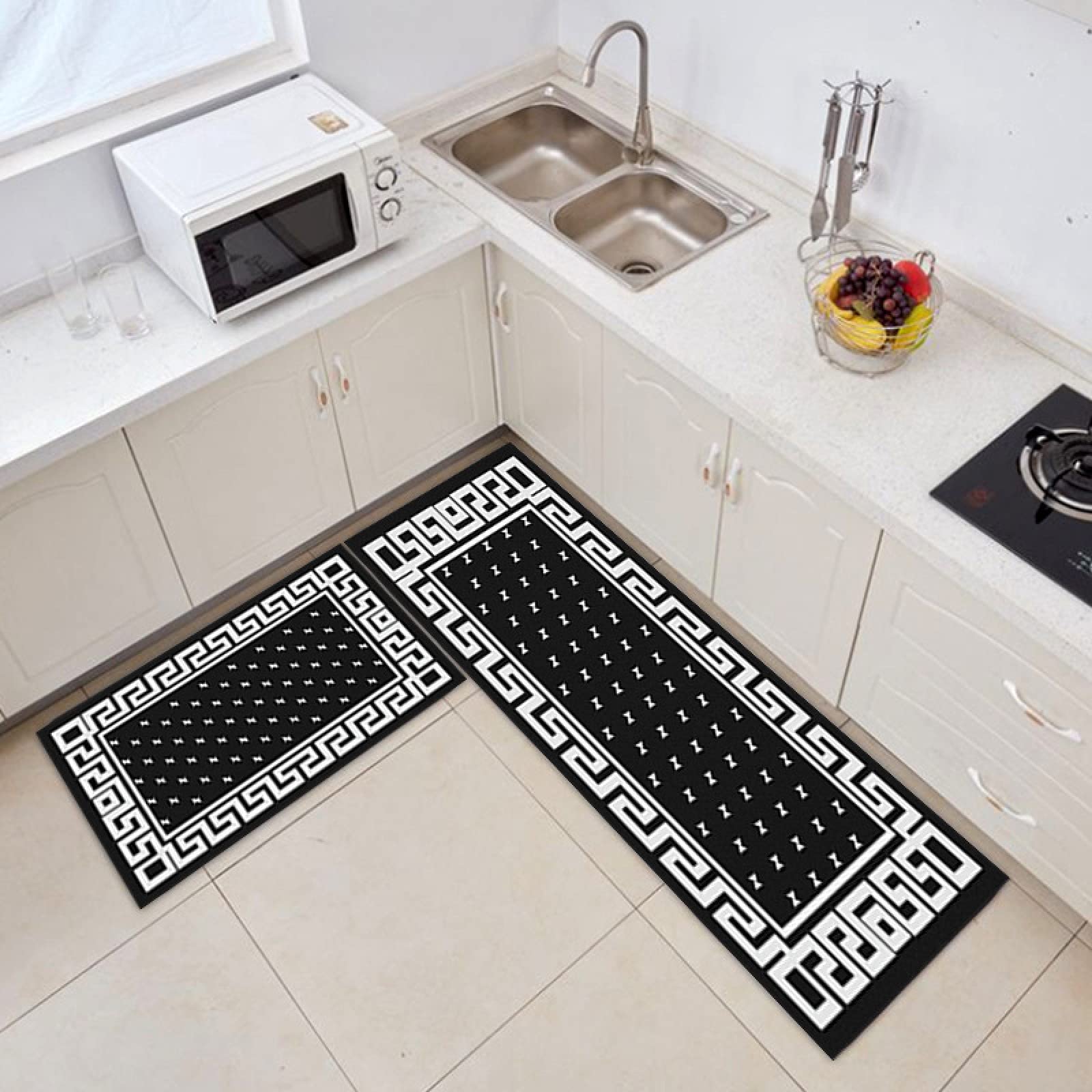 LEKEEPGO Tapis Cuisine Devant Evier 43x150cm, Antidérapant Et Lavable