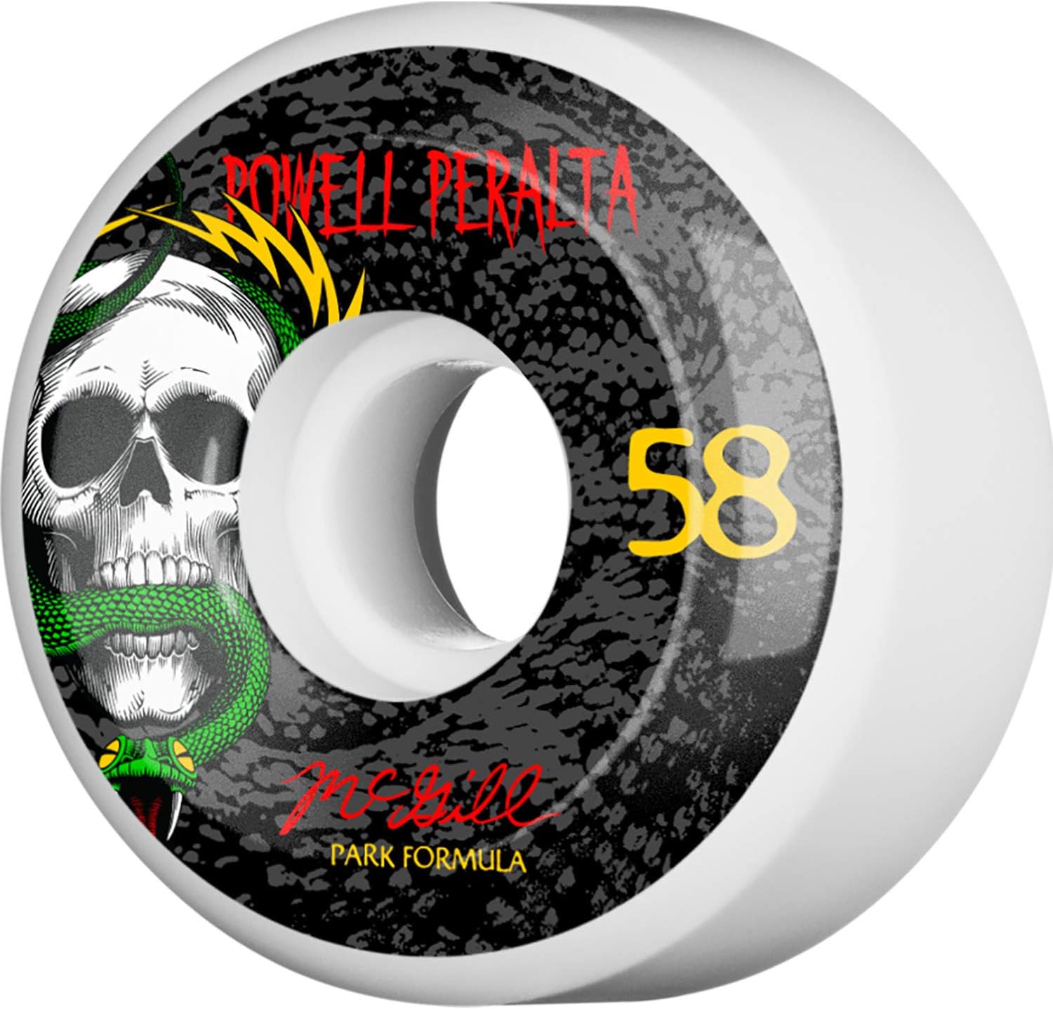 Powell-Peralta Mike McGill Skull and Snake White/Black Skateboard Wheels - 58mm 103a (Set of 4)