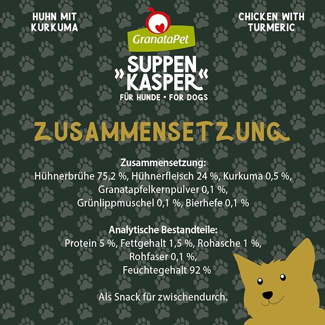 Foto 3 de 6 de GranataPet Sopa de Pollo con cúrcuma, Sopa para Perros Felices, 840 g (6 x 140 g)