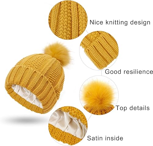 Miniatura 6 de Gorro unisex de punto de pompón sintético para esquí al aire libre cálido suave transpirable elástico para hombre y mujer