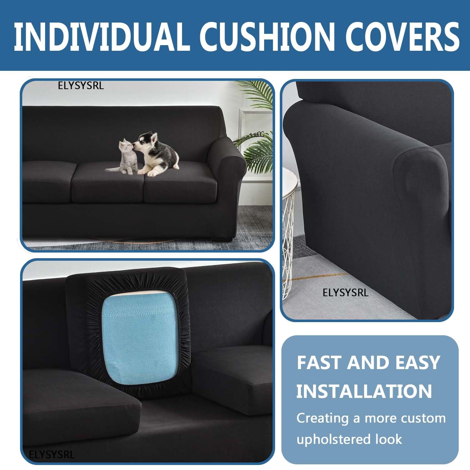 subrtex Copridivano 3 Posti Copridivani Stretch con 3 Cuscino e 3