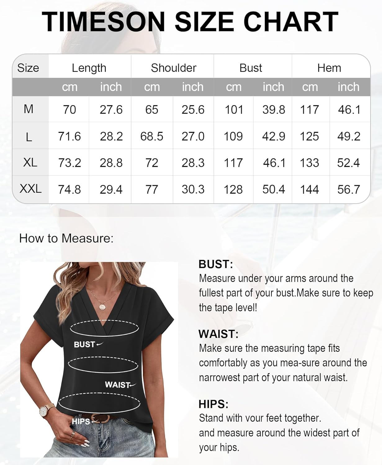 Timeson Womens Summer Tops Dressy Casual Short Sleeve Women Blouses V Neck Work Office Shirts - Image 8