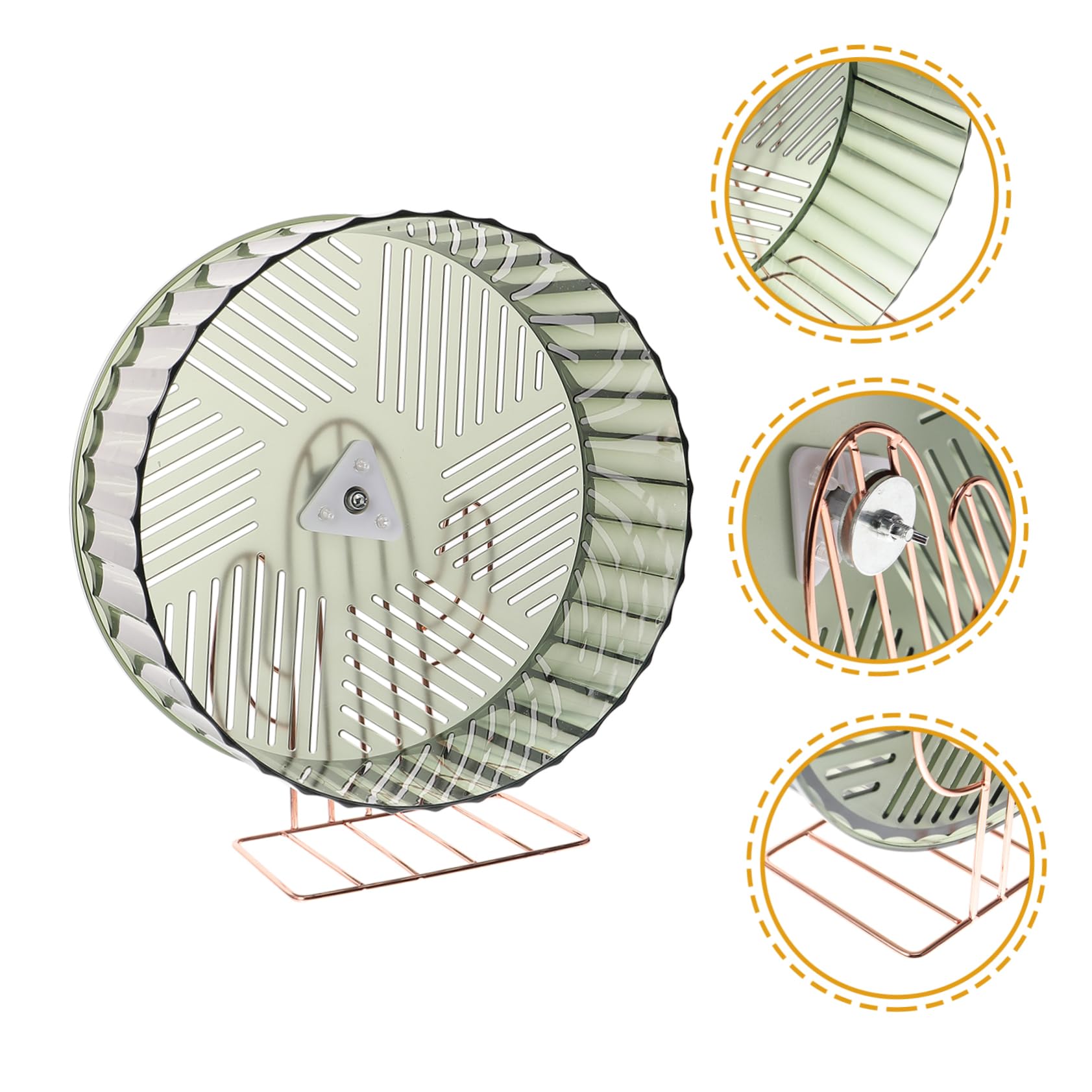 Rueda De Hámster Silenciosa Soporte De Aleación Color Oro, Grande Tamaño, Verde Oscuro, Juguete De Ejercicio para Hámster, Erizo y Chinchilla, Accesorio Compacto para Mascotas Pequeñas