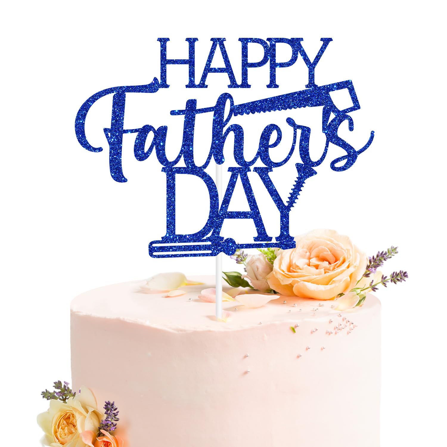 Happy Father‘s Day Cake Topper, Feliz Dia Papa, Super Dad, Dad's Birthday, Dad's Tool Set, Funny Father's Day/Birthday Party Decorations Blue Glitter