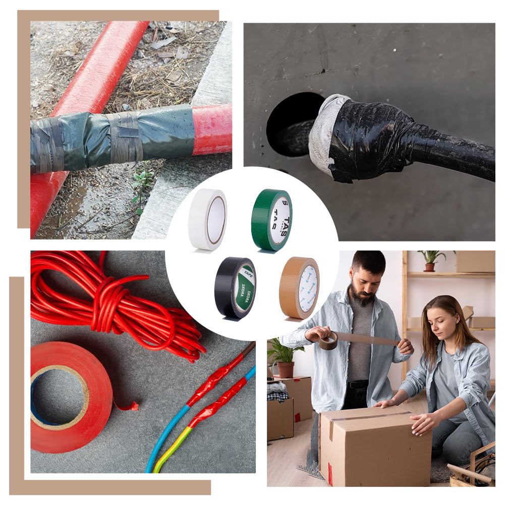 nbeads 4 rollos de cinta adhesiva de tela, cinta adhesiva de encuadernación de 3 cm para reparaciones, alfombras, herramientas, equipos de proyectos de bricolaje, 20 m/rollo