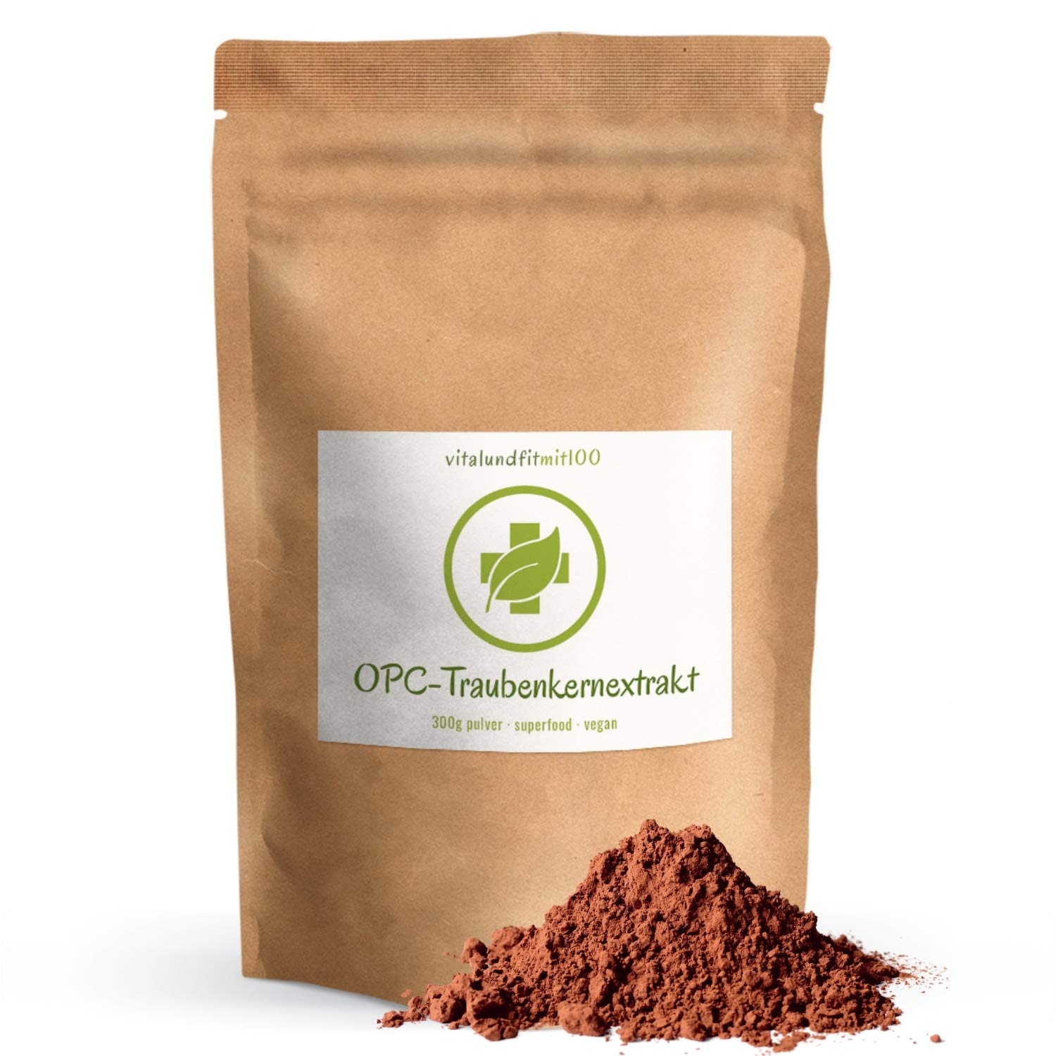 vitalundfitmit100 OPC Traubenkernextrakt Pulver 300 g, französische Trauben, vegan