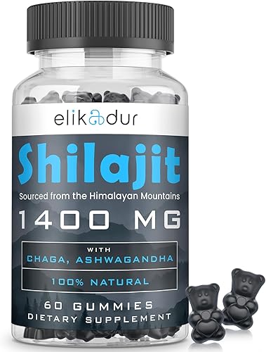 Miniatura 8 de Gomitas Shilajit sin azúcar de 1400 mg con Chaga y Ashwagandha, Shilajit para hombres y mujeres, suplemento Shilajit 100% natural y orgánico,