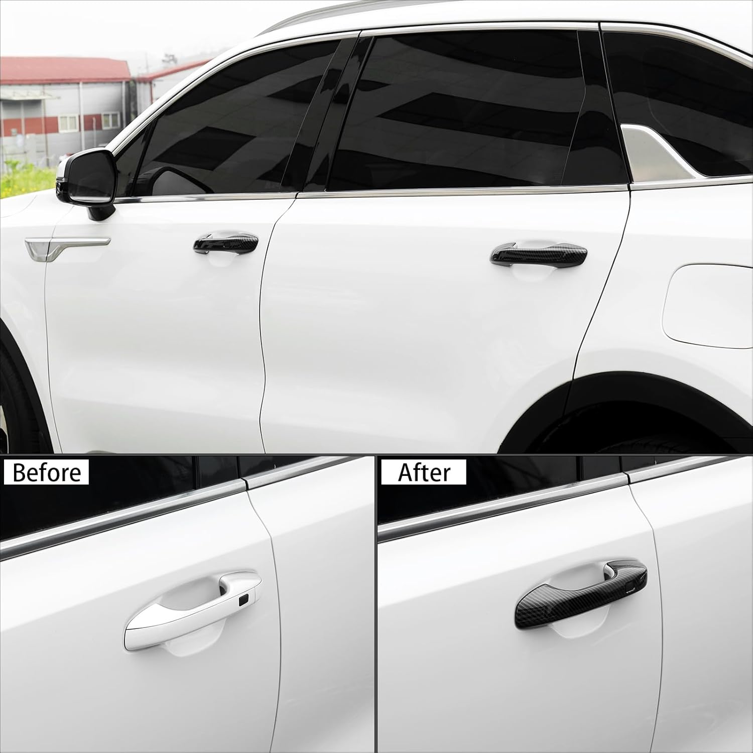 ABS Car Exterior Door Handle Cover Set Outside Door Handle Cover Compatible with Kia Sorento MQ4 2021-2025 Accessories【Touch Version】 (Carbon Fiber Style)
