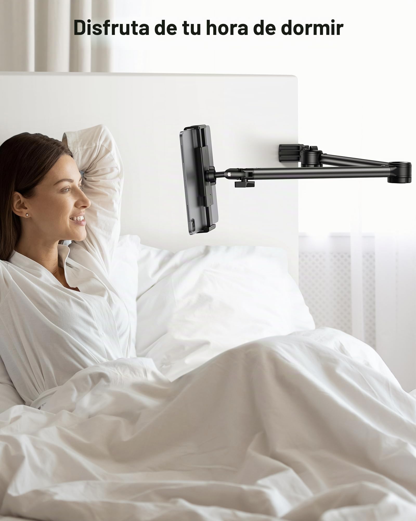 OMOTON Soporte de Tablet para Escritorio, Soporte de Tablet Giratorio 360° para iPad, Soporte de Teléfono Ajustable para Cama con Brazo Sólido, para Todos los iPhone/iPad Pro/Tabletas de Menos de 11"