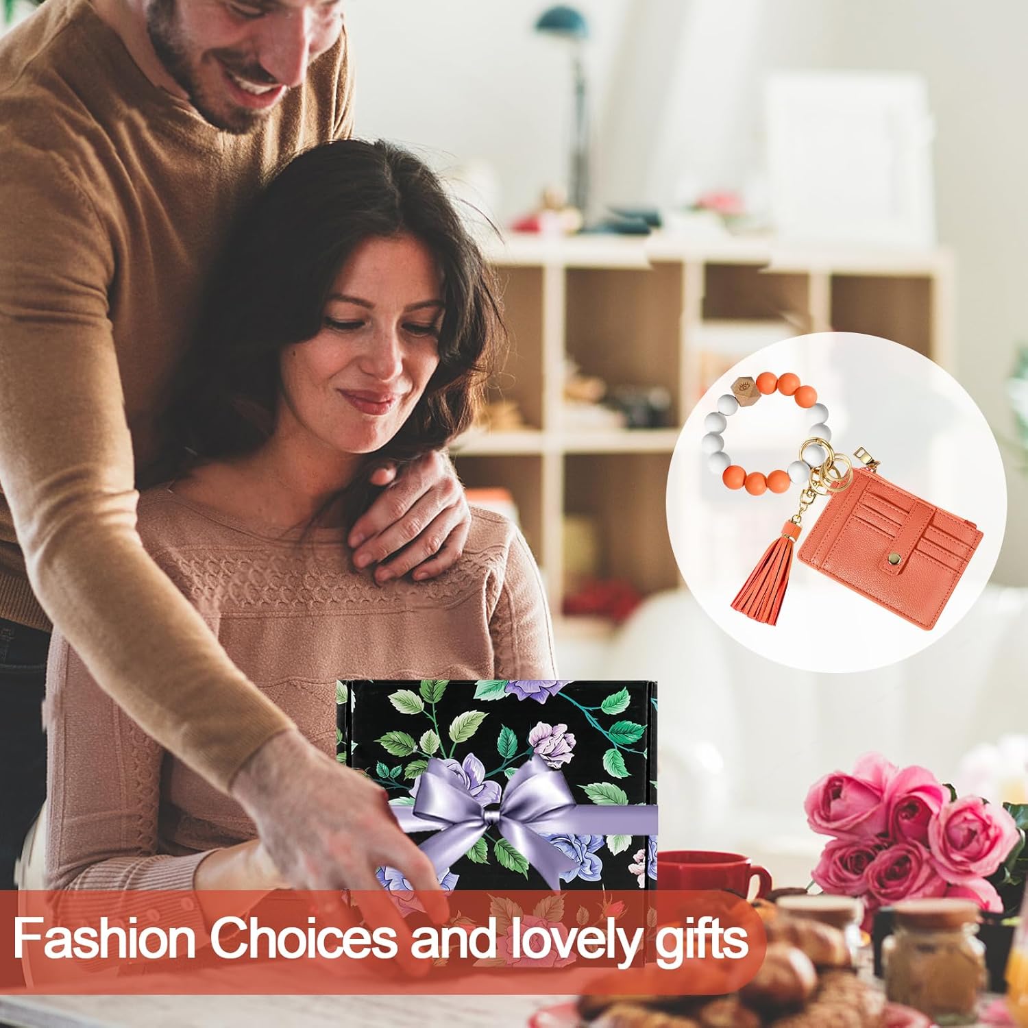 Hicdaw Wristlet Bracelet Keychain Wallet for Women 9 Slots Credit Card Holder Tassel Purse Silicone Key Ring with Gift Box - Image 7