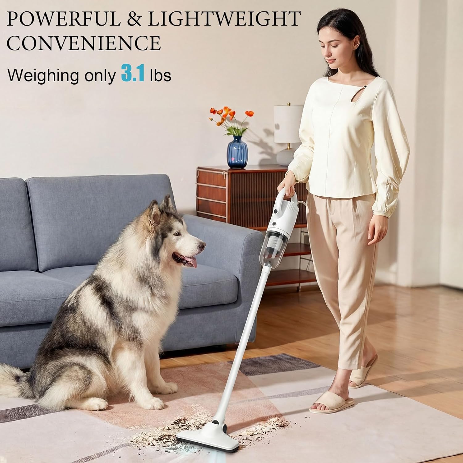 Lightweight Corded Stick Vacuum Cleaner, 2-in-1 Handheld Vacuum with Floor Brush & Crevice Tool, 13 ft Power Cord, HEPA Filter, Ideal for Apartments, Dorm Rooms, and Everyday Home Cleaning