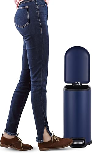 Vista 54 de happimess HPM1009C Roland Mini 2.6-Gallon Step-Open Trash Can with Soft-Close Lid, Modern, Minimalistic, Fingerprint Proof for Home, Kitchen, White