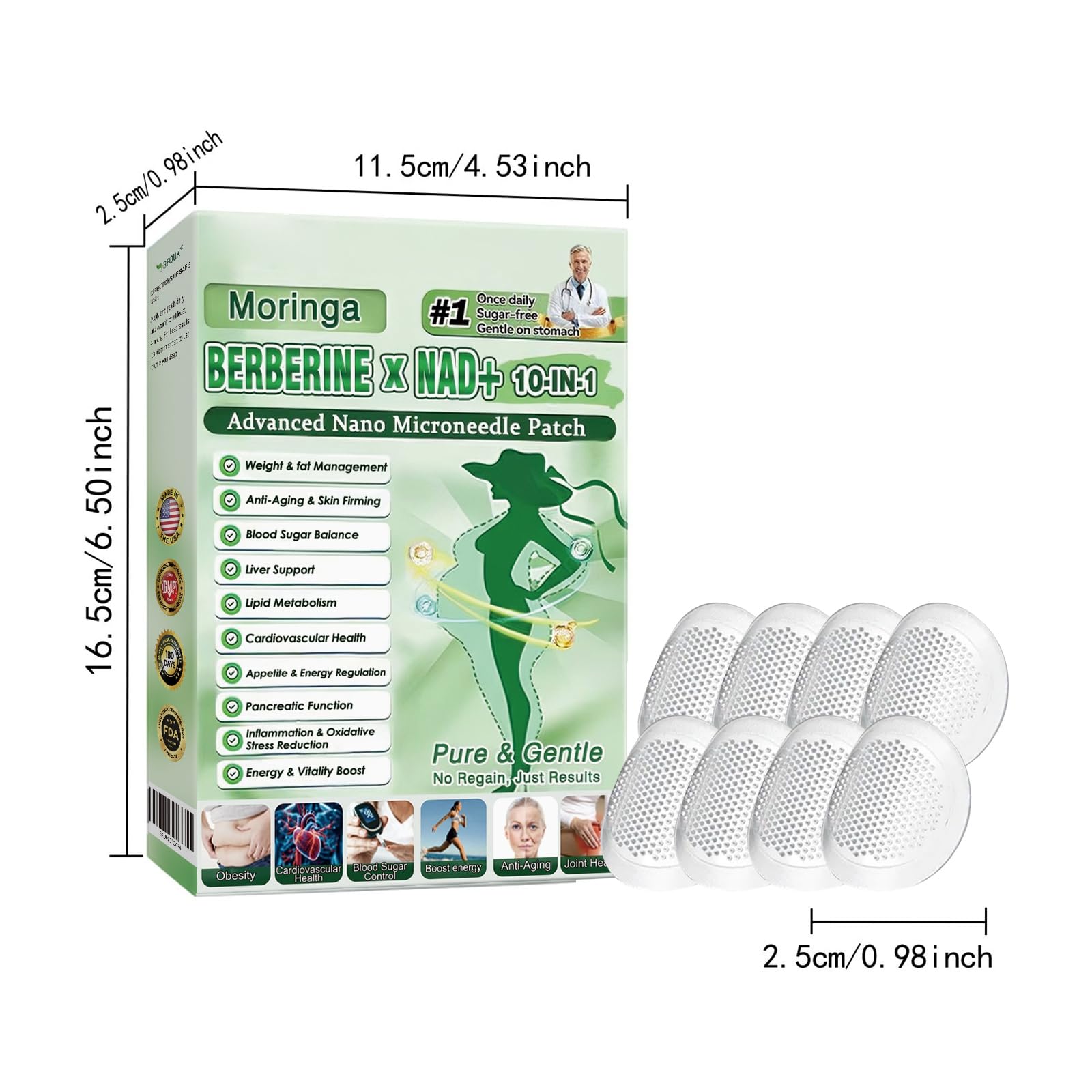 5 Cajas Moringa 10 en 1 moringa berberina parches, parches adelgazantes, Naturales, Fáciles de Usar, Cómodos y Discretos parche de metabalance profesional para hombres y mujeres (5pc) — view 4