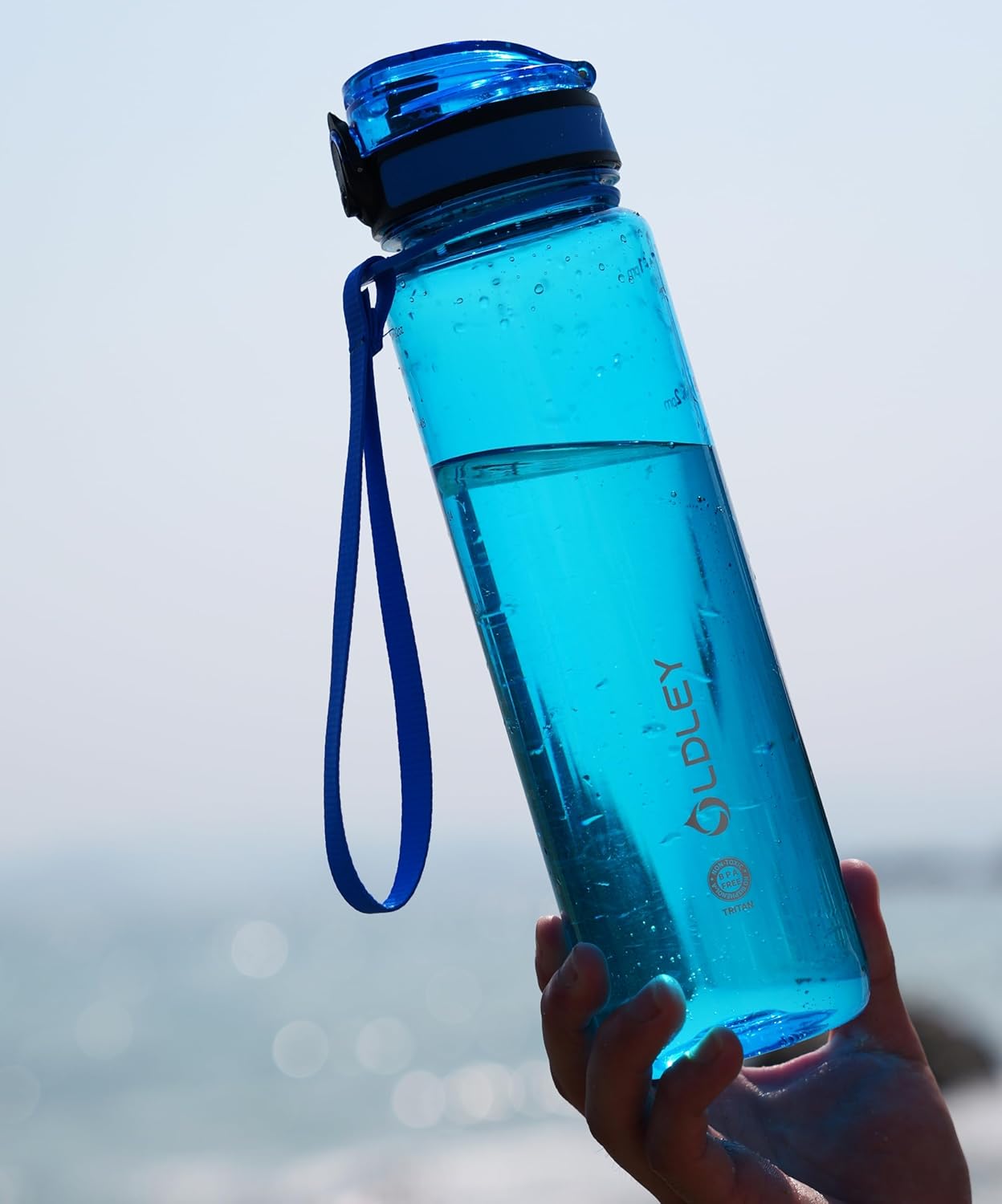 OLDLEY 32 oz Water Bottle, Motivational Water Bottle with Time Marker, Sports Water Bottle With Strap, Leakproof & BPA Free Large Water Bottles for School,Gym,Outdoor, Tritan, Transparent-Blue - Image 6