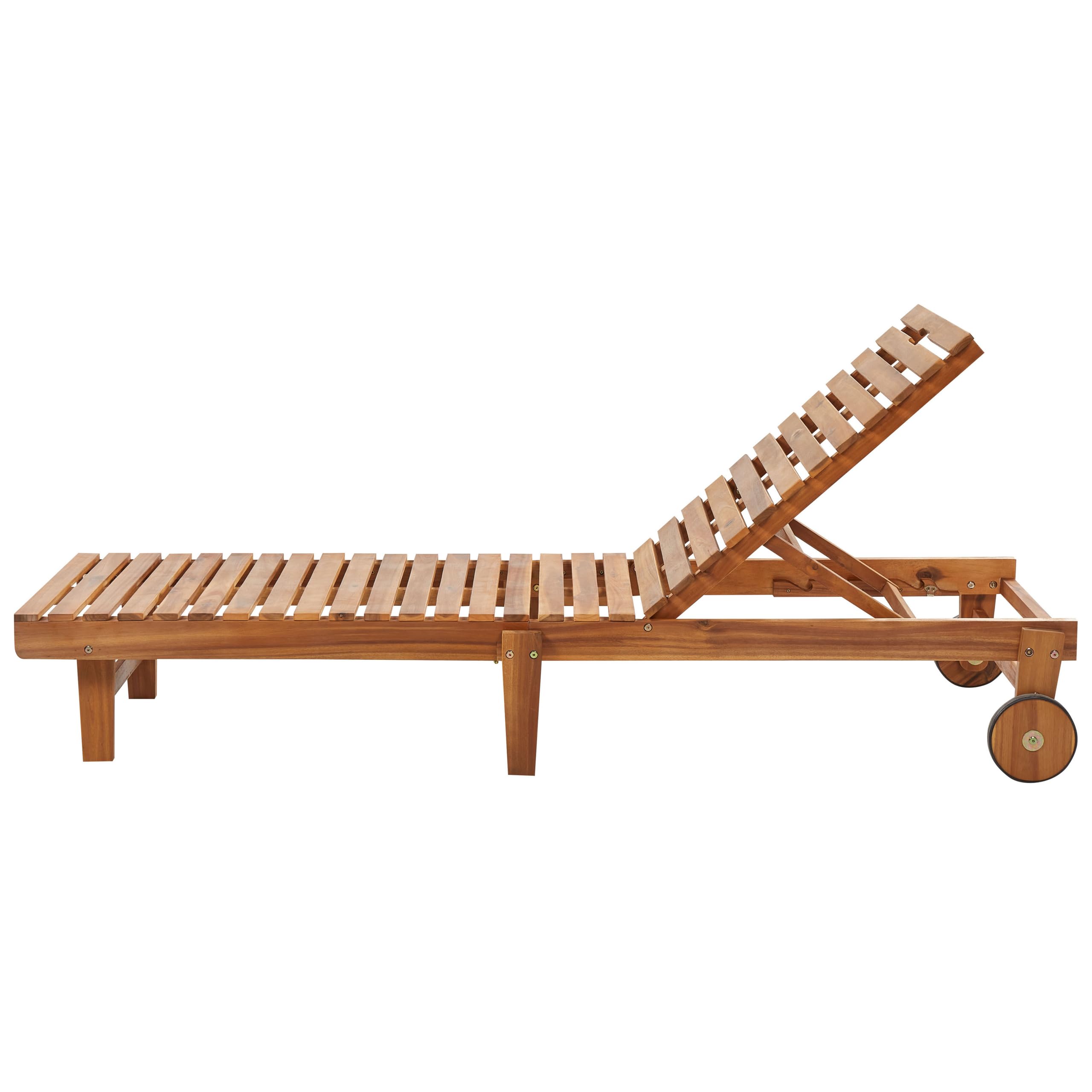Beliani Tumbona reclinable de Madera de Acacia Clara Blanco Respaldo Plegable Pietralunga