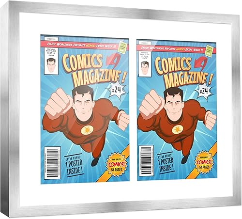 Miniatura 59 de Poster Palooza Marco de cómic con paspartú para 4 cómics de la era actual publicado después de 1985, marco de cómic negro para cómics de 6.875 x