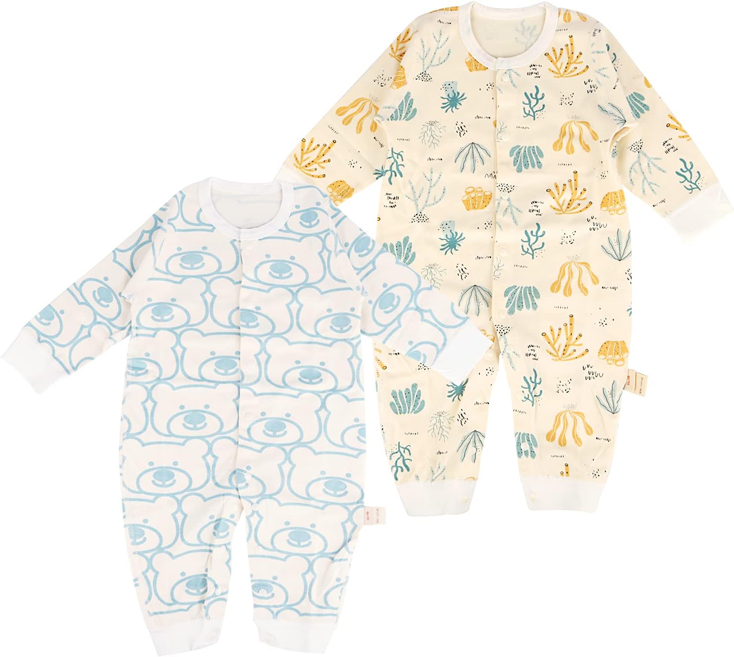 GIZMAC ベビー服 長袖カバーオール 2枚セット 綿100% 服 前開きタイプ 柔らかい 男の子 かわいい 赤ちゃん服 秋冬 ロンパース 出産祝い プレゼント