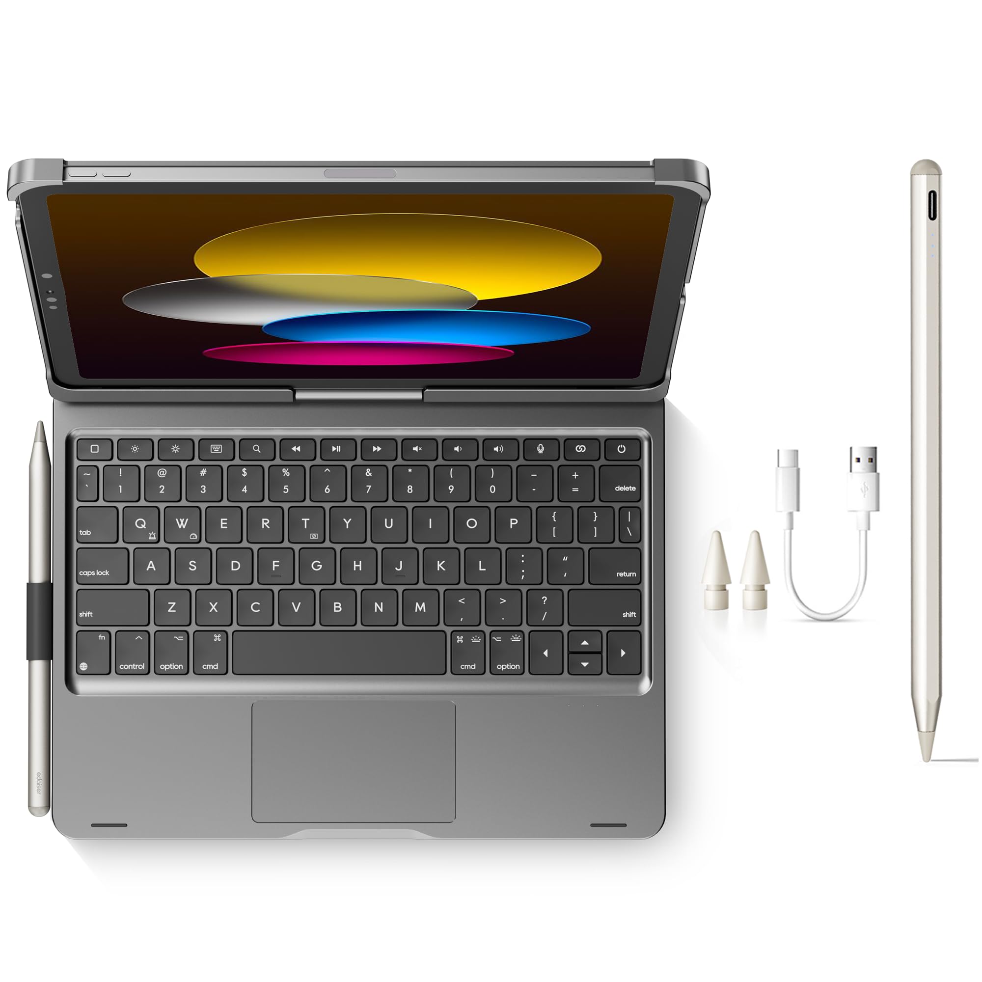 edaiser Stylus Pen + Swivel Keyboard Case for iPad 10th &11th (A16) Gen