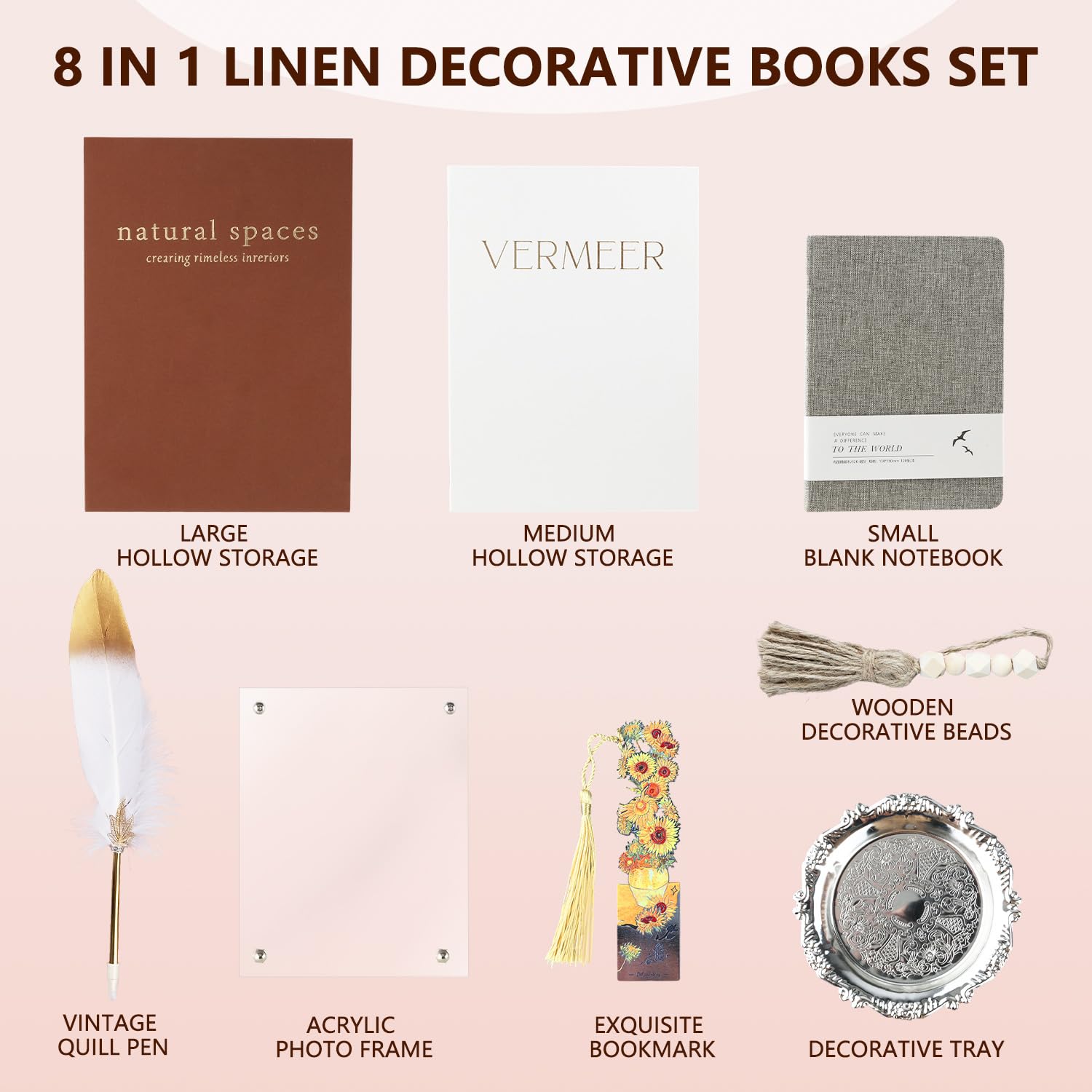 MIELIA Juego de libros decorativos: 2 libros de lino sintético para decoración de mesa de café y estantería, detalles estéticos para el hogar para decoración moderna del hogar, almacenamiento de fotos
