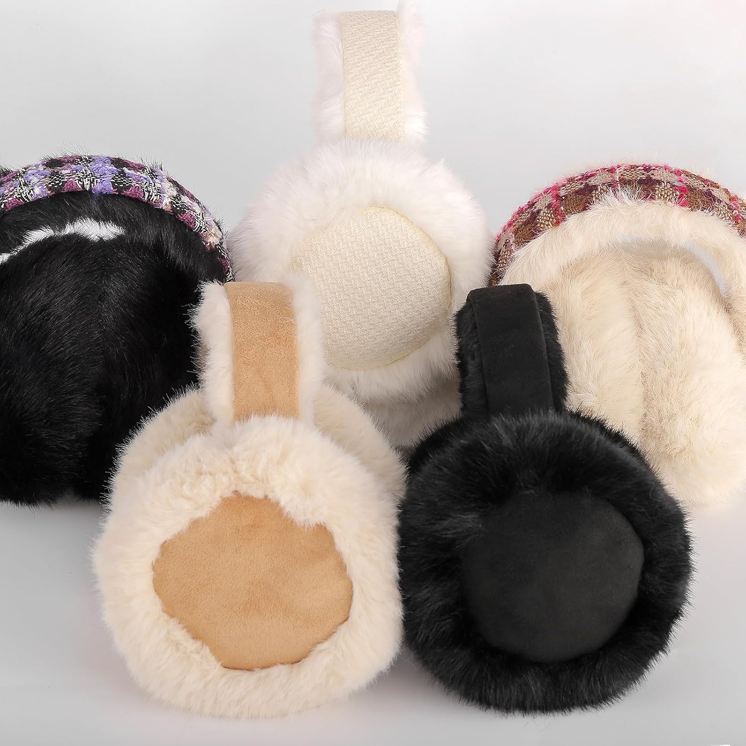 Ear Muffs for Winter Women Foldable Fuzzy Cold Outdoor Earmuffs Soft Faux Furry Ear Warmers Covers Classic Unisex